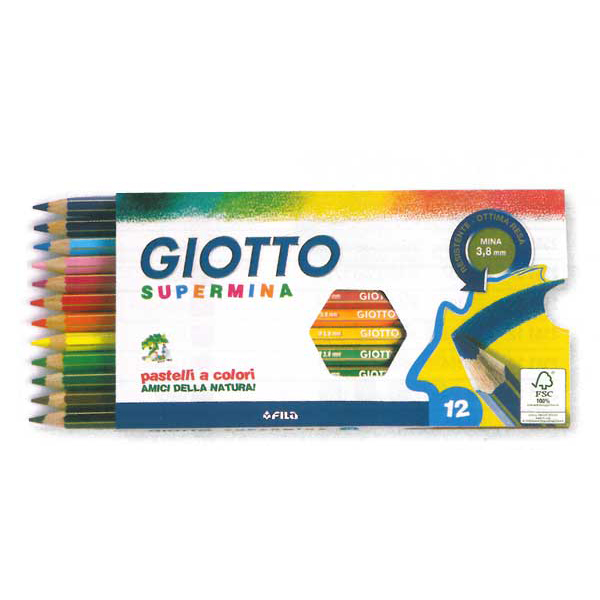 12 matite colorate Giotto Supermina
