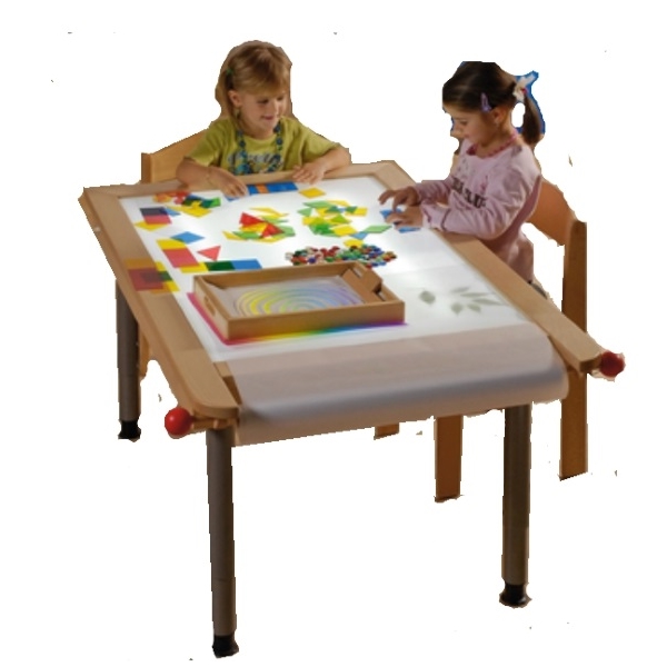 Tavolo luminoso con portarotolo