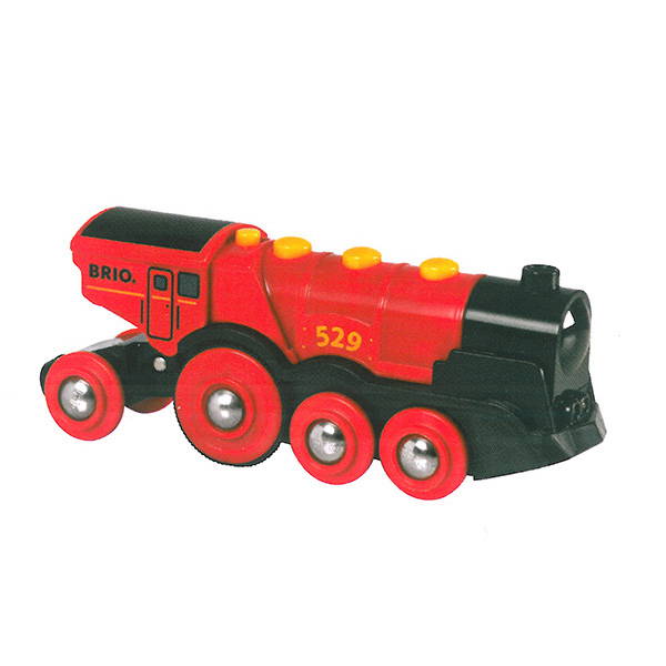 Locomotiva rossa 529 con luci e suoni a batteria